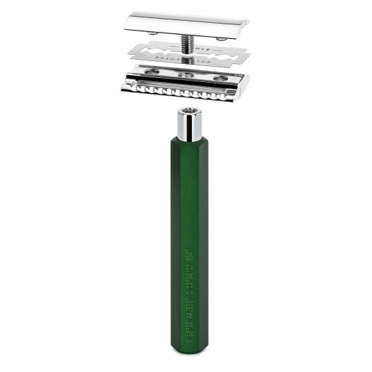 Muhle Hexagon Safety Razor & Synthetic Silvertip Shaving Set Forest