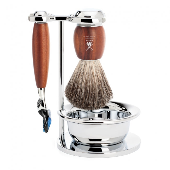 Muhle Vivo, Plum Wood 4-Piece Pure Badger Gillette Fusion Shaving Set