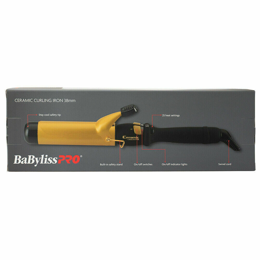 BaByliss PRO Ceramic Gold Curling Iron 38mm