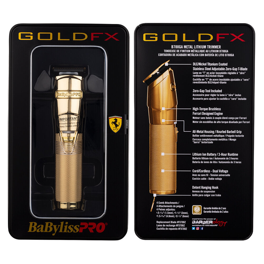 BaByliss PRO Gold FX Lithium Hair Trimmer B788GA Cord/Cordless Package
